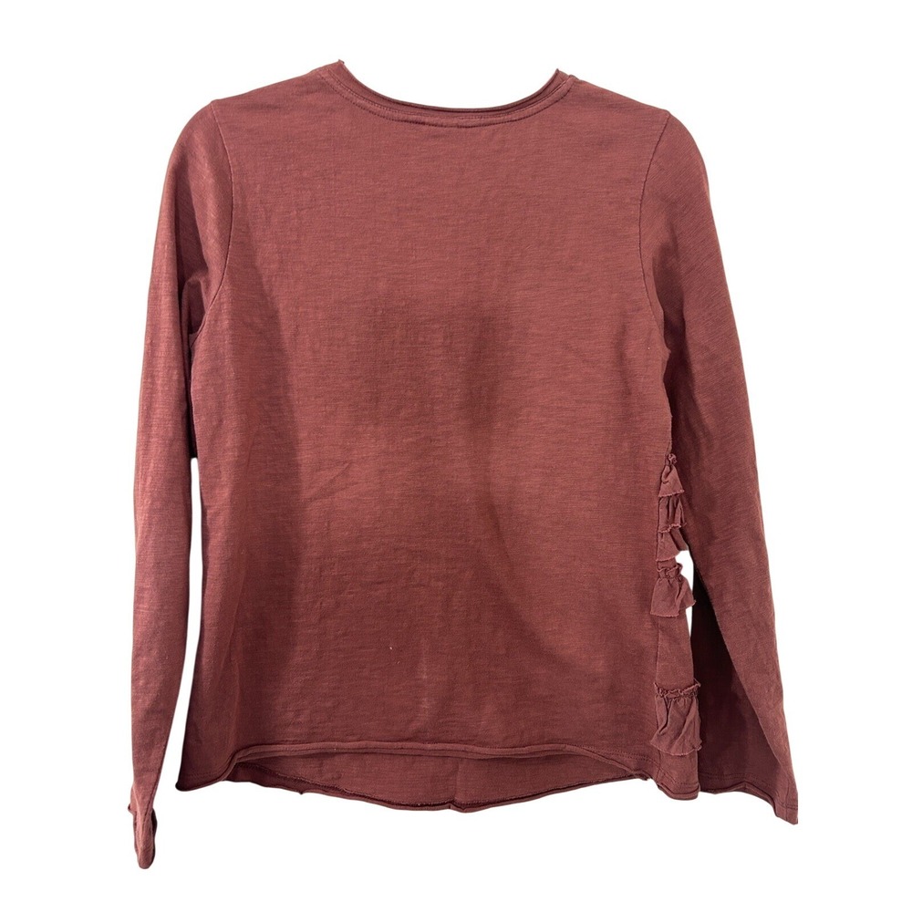 Ivy Jane Womens XS Ruffle Tiered Slub Knit Long Sleeve Top Terracotta Rose Boho - Picture 7 of 14
